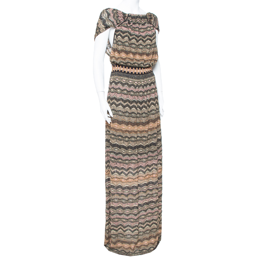 

M Missoni Multicolor Lurex Knit Open Back Maxi Dress