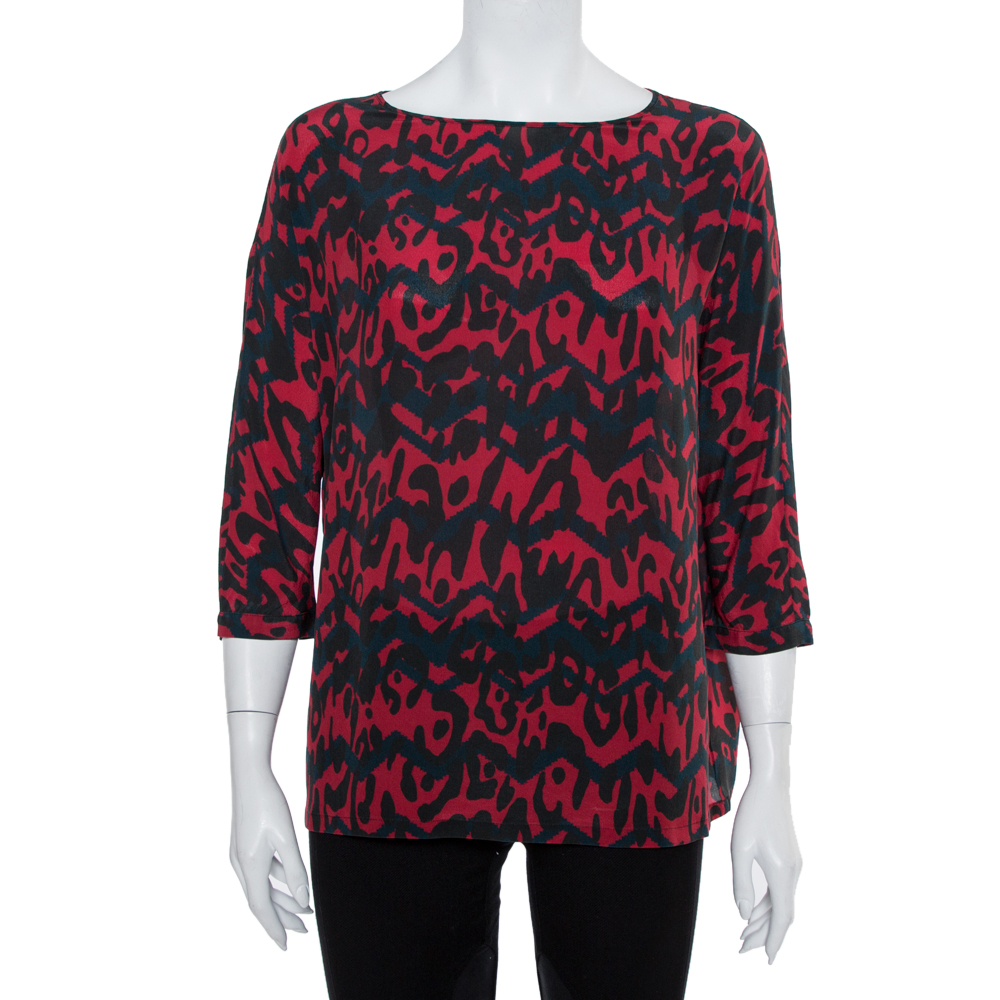 Pre-owned M Missoni Multicolor Printed Silk Oversized Top S
