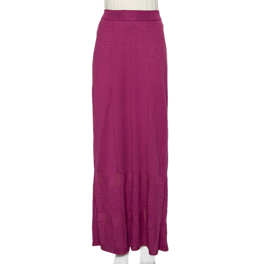 Pre-owned M Missoni Purple Patterned Knit Maxi Skirt M