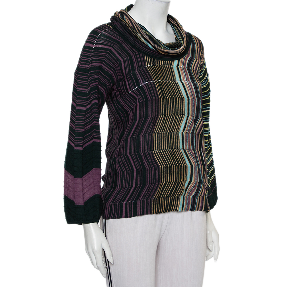 

Missoni Multicolor Patterned Knit Cowl Neck Sweater