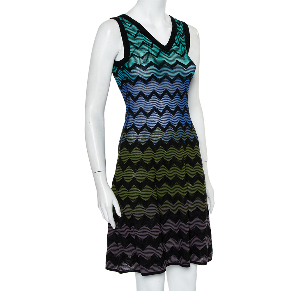 

M Missoni Multicolor Patterned Knit Sleeveless Mini Dress