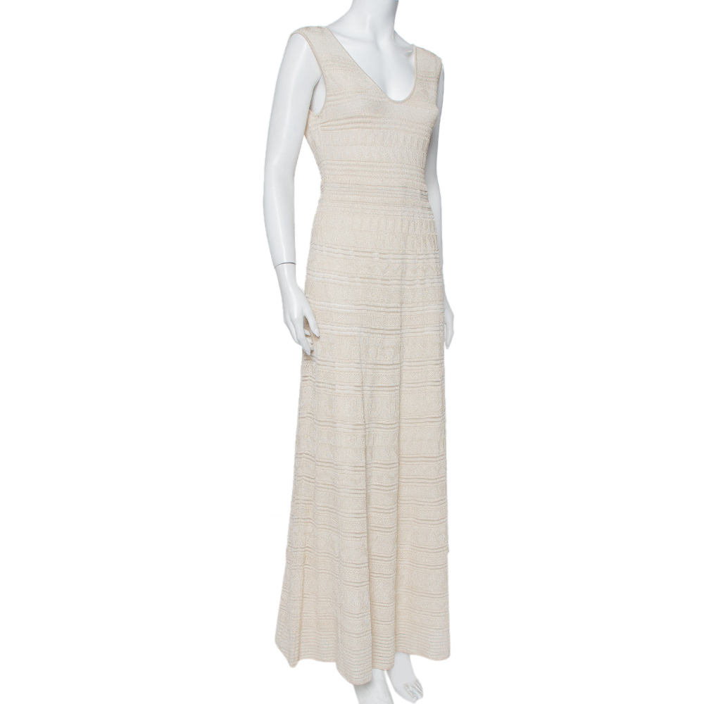 

Missoni Beige Lurex Knit Sleeveless Maxi Dress
