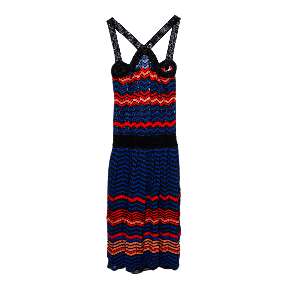 

M Missoni Multicolor Patterned Knit Sleeveless Mini Dress