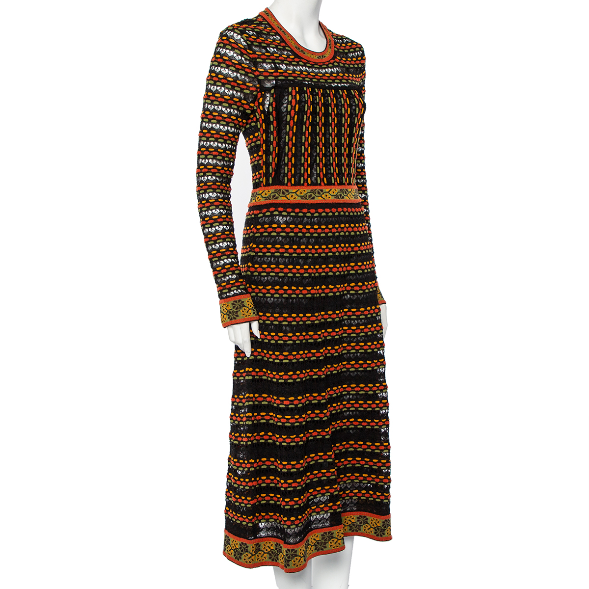 

Missoni Multicolor Patterned Knit Long Sleeve Midi Dress