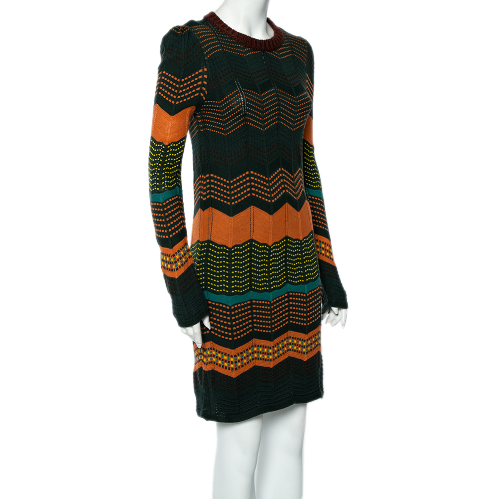 

Missoni Green & Orange Dot Patterned Knit Dress