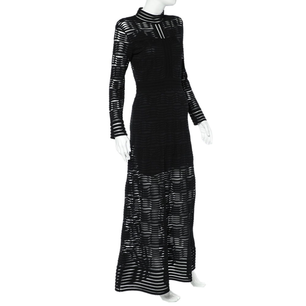 

Missoni Black Wave Patterned Knit High Neck Maxi Dress