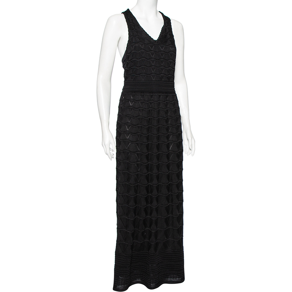 

Missoni Black Pointell Knit Racer Back Maxi Dress