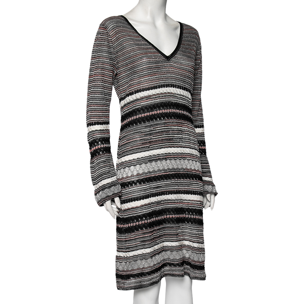 

M Missoni Monochrome Lurex Knit Midi Dress, Black