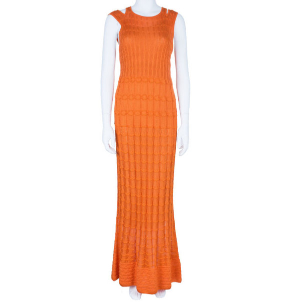 

Missoni Orange Knit Racer Back Maxi Dress
