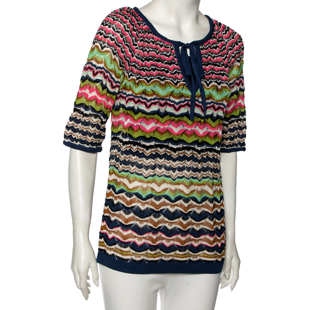 

Missoni Multicolor Perforated Knit Top