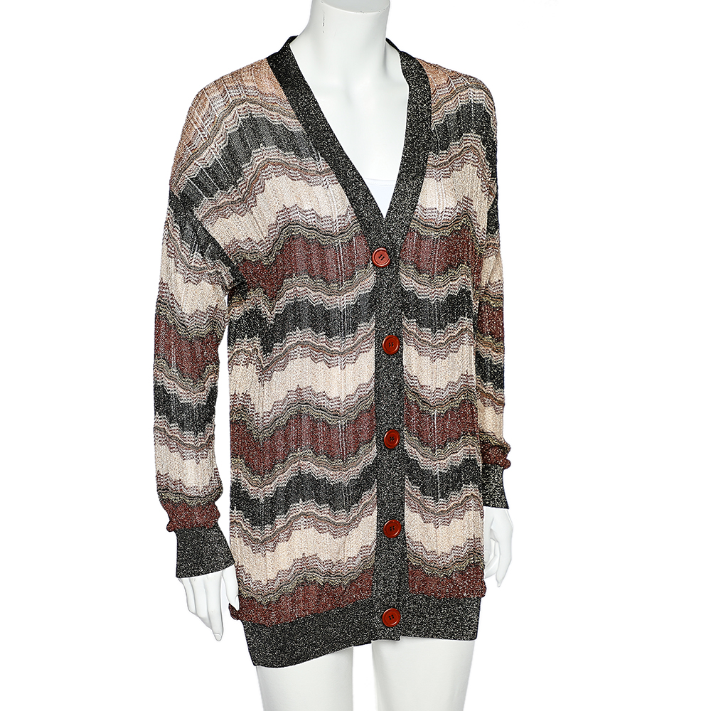 

Missoni Multicolor Lurex Knit Button Front Cardigan