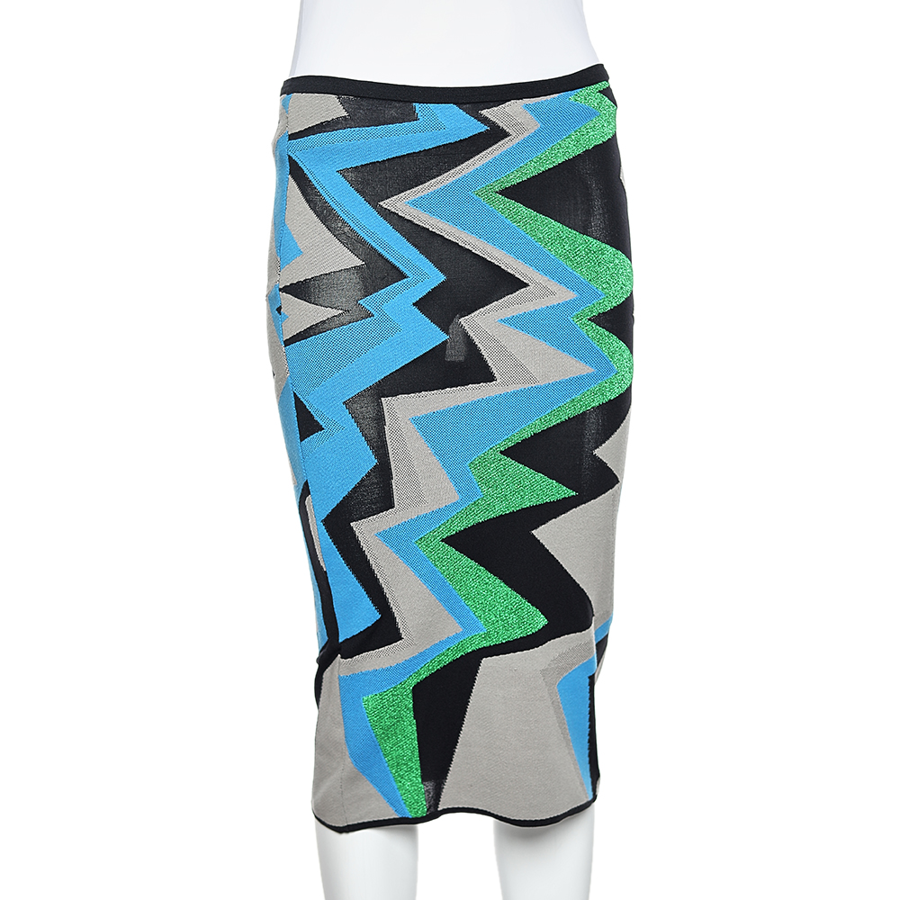 

M Missoni Multicolor Patterned Lurex Knit Pencil Skirt