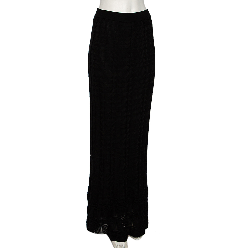 

Missoni Black Wool Knit Maxi Skirt