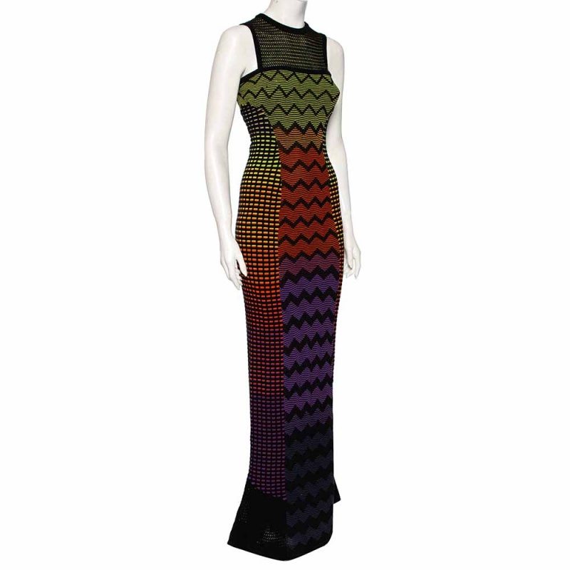 

M Missoni Multicolor Patterned Knit Sleeveless Maxi Dress