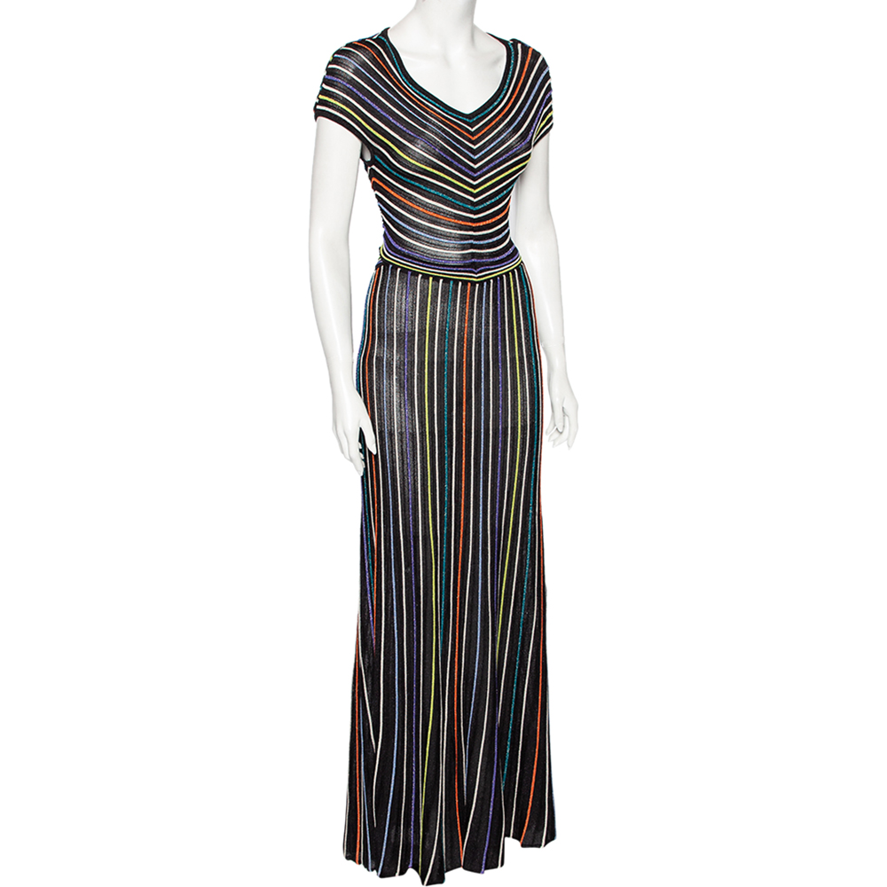 

Missoni Black & Multicolored Striped Lurex Knit Maxi Dress