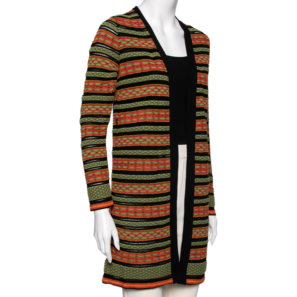 

M Missoni Multicolor Patterned Knit Long Cardigan