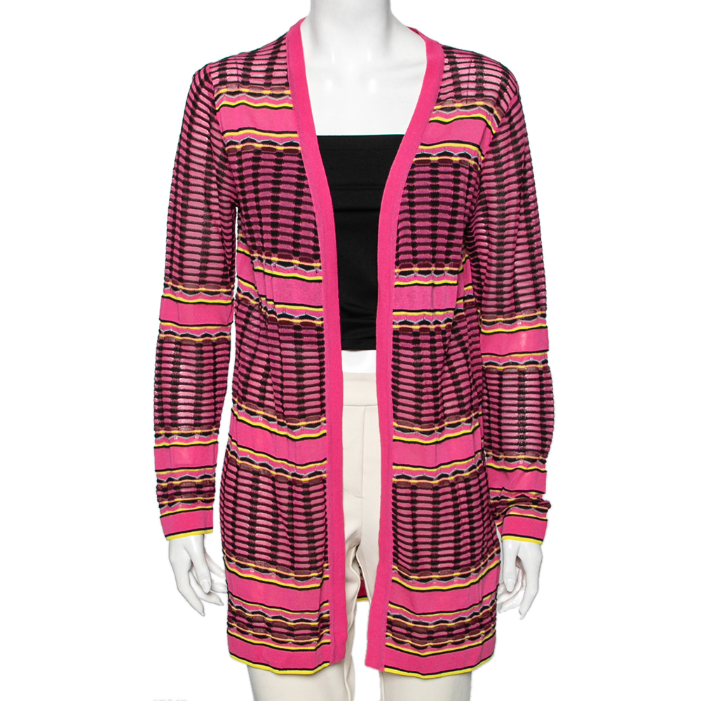 

Missoni Pink Patterned Knit Open Front Cardigan