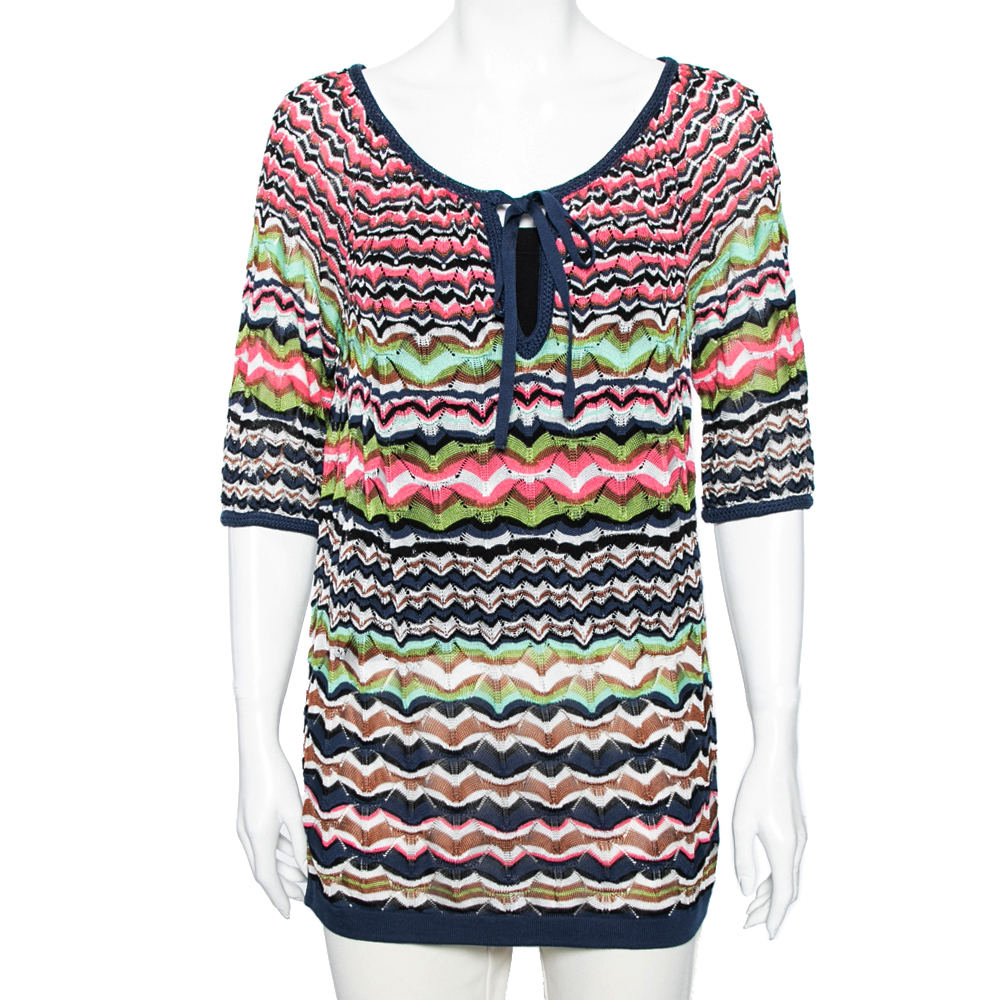 

Missoni Multicolor Perforated Knit Top