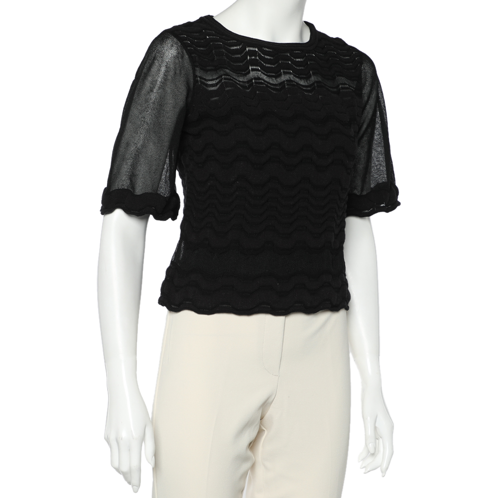 

M Missoni Black Patterned Knit Top