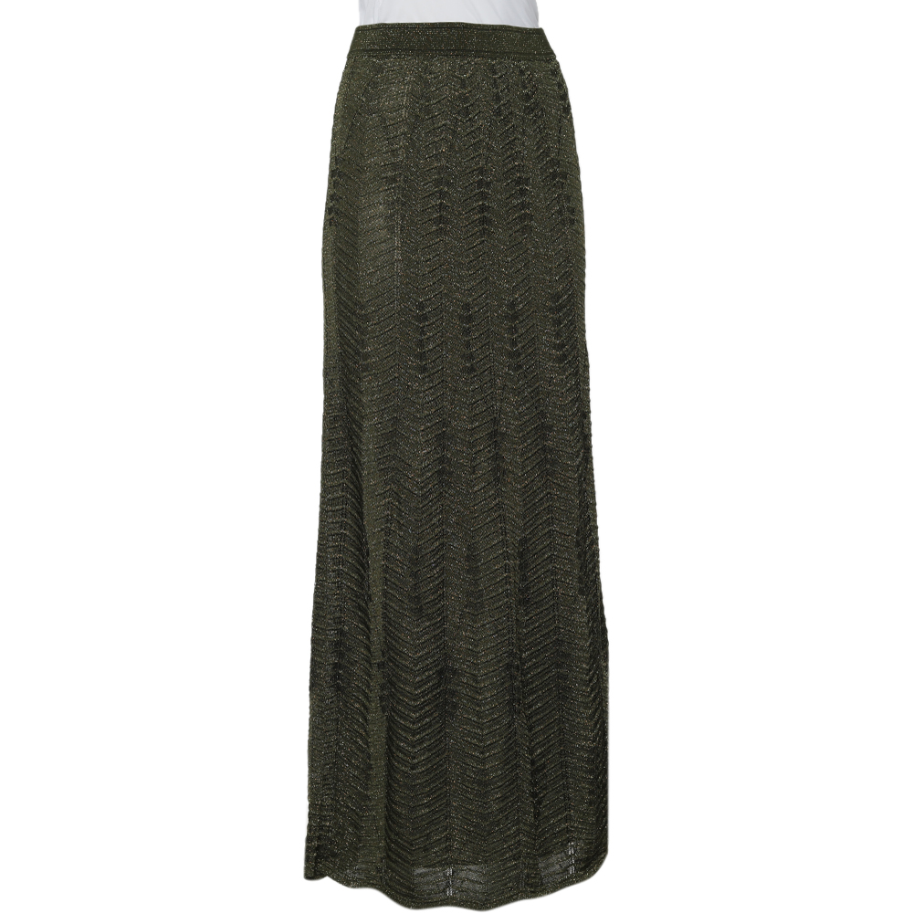 

M Missoni Green Lurex Knit Maxi Skirt