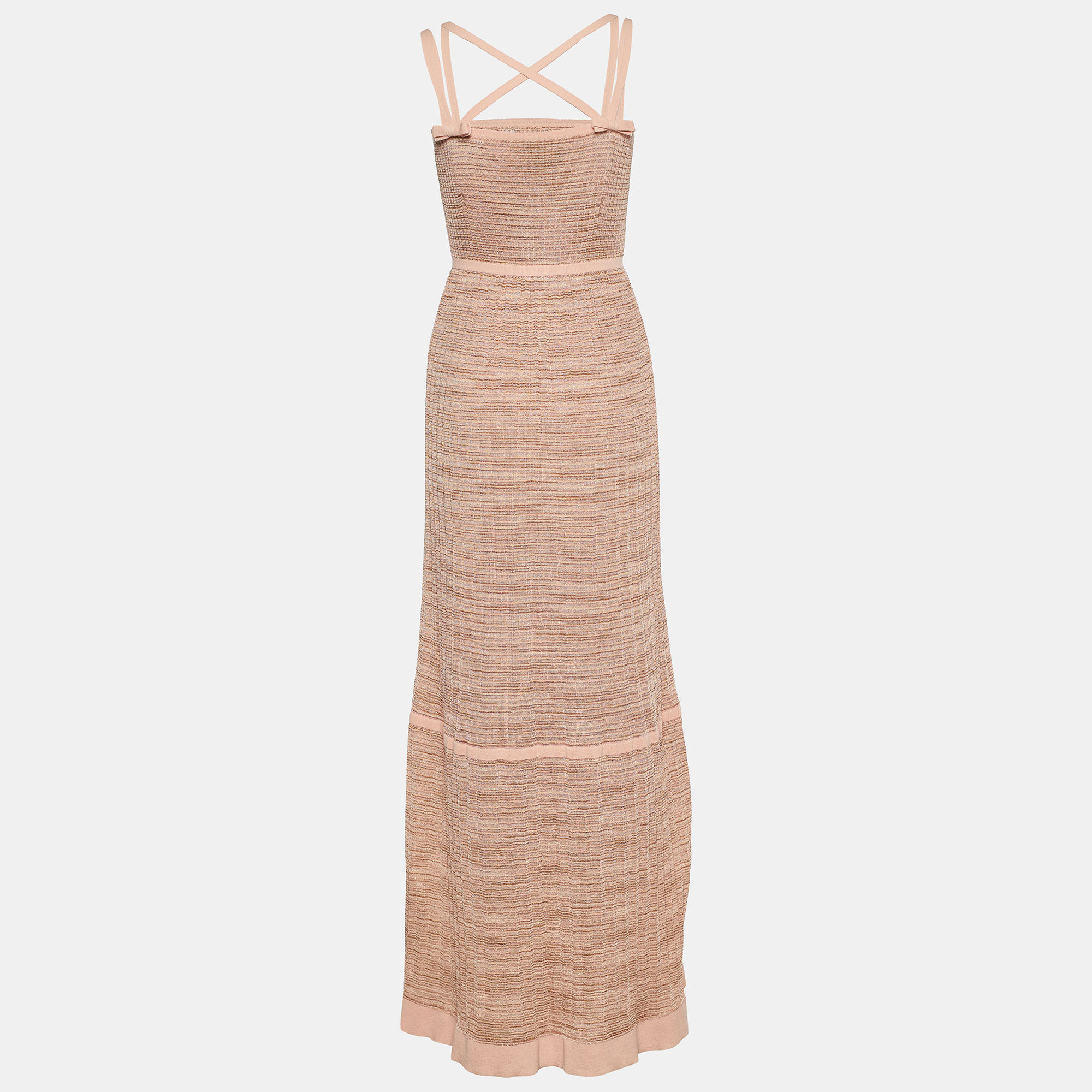 

Missoni Pink Lurex Knit Halter Maxi Dress