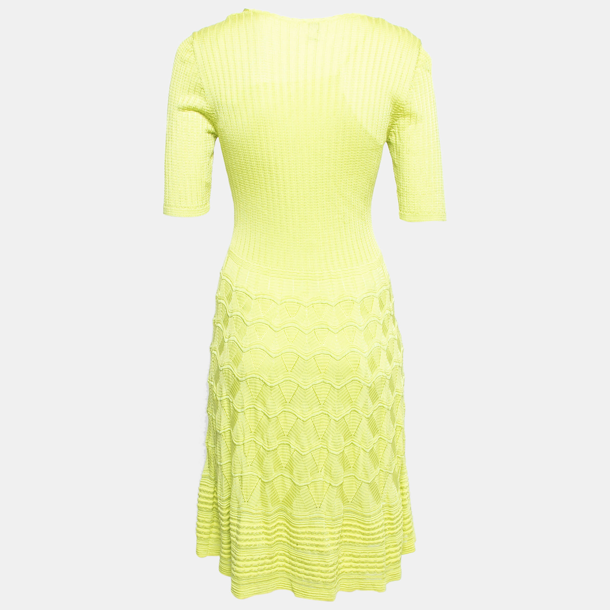 

Missoni Green Patterned Knit Round Neck Dress