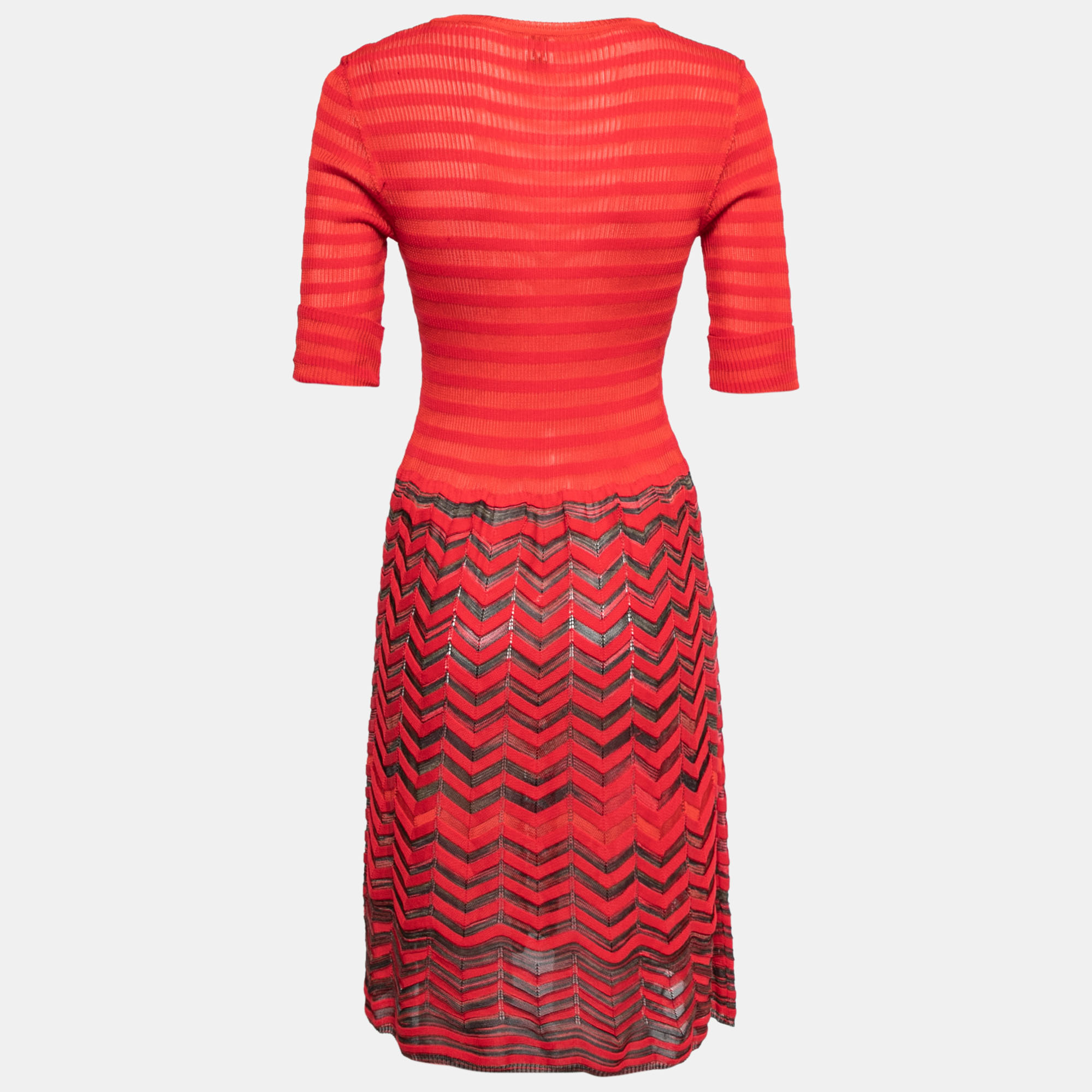 

Missoni Red Patterned Knit V-Neck Dress