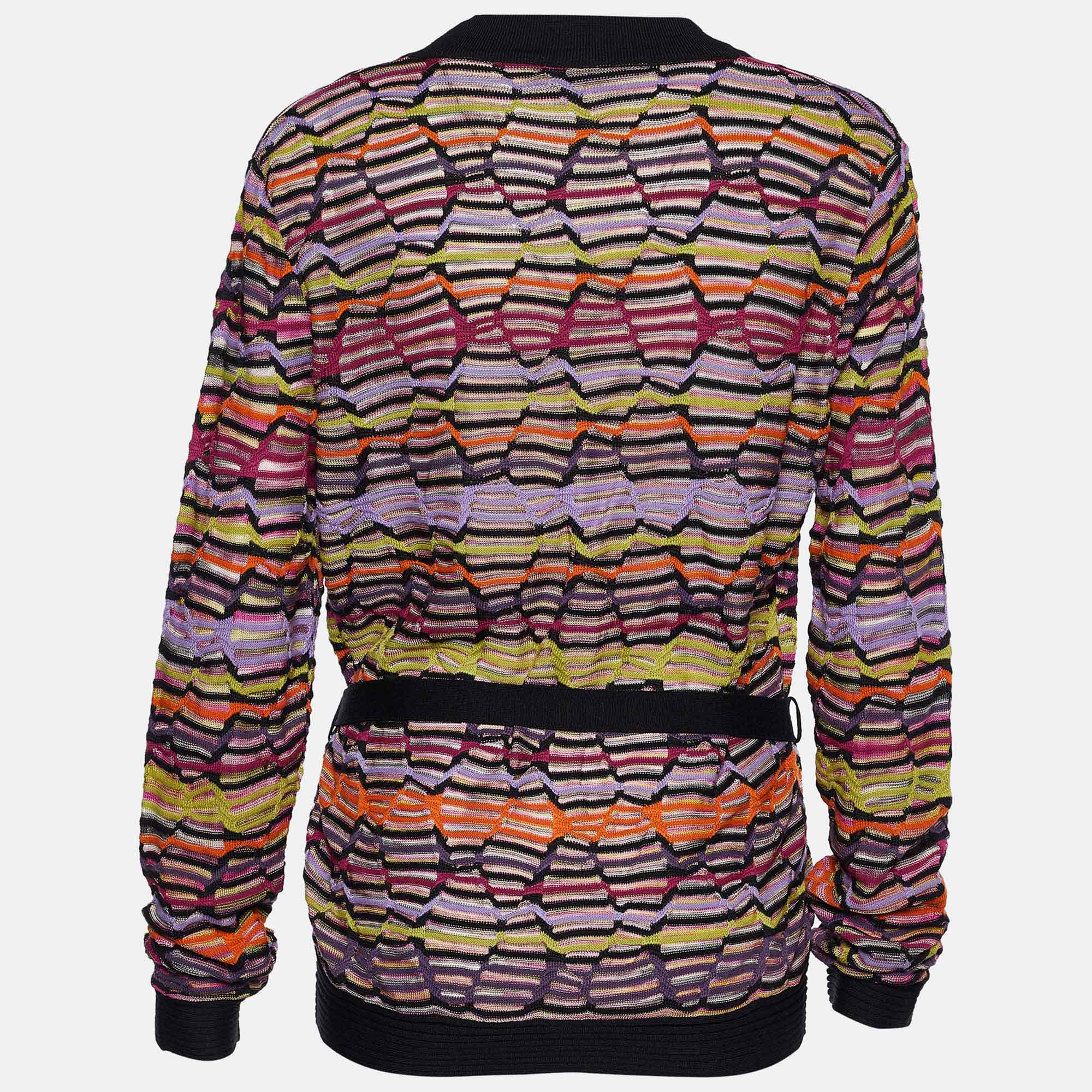 

M Missoni Multicolor Knit Belted Cardigan