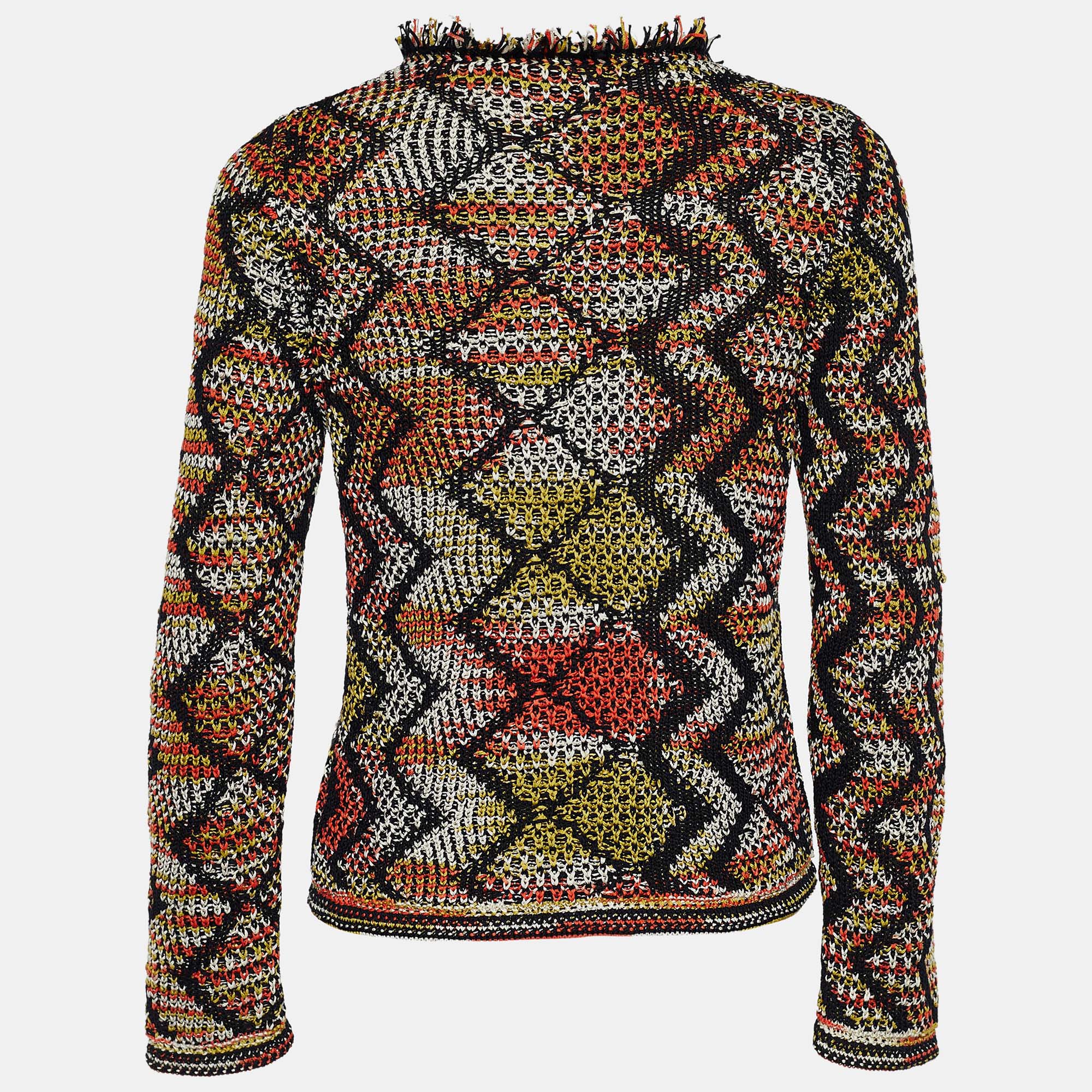 

Missoni Multicolor Cotton Zig Zag Knit Cardigan