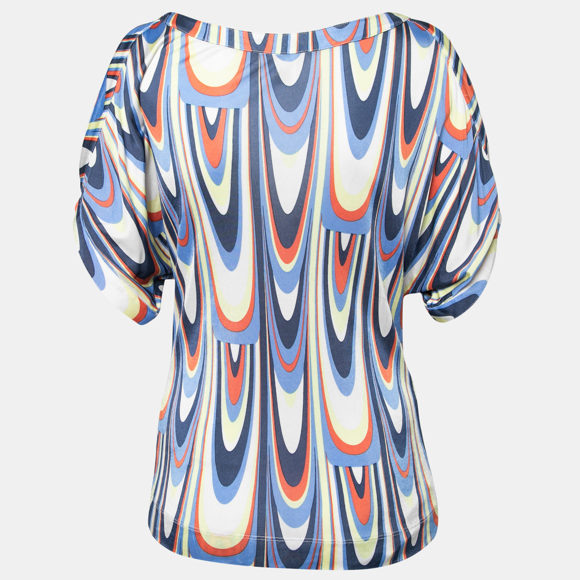 

Missoni Multicolor Printed Jersey Cold-Shoulder Top