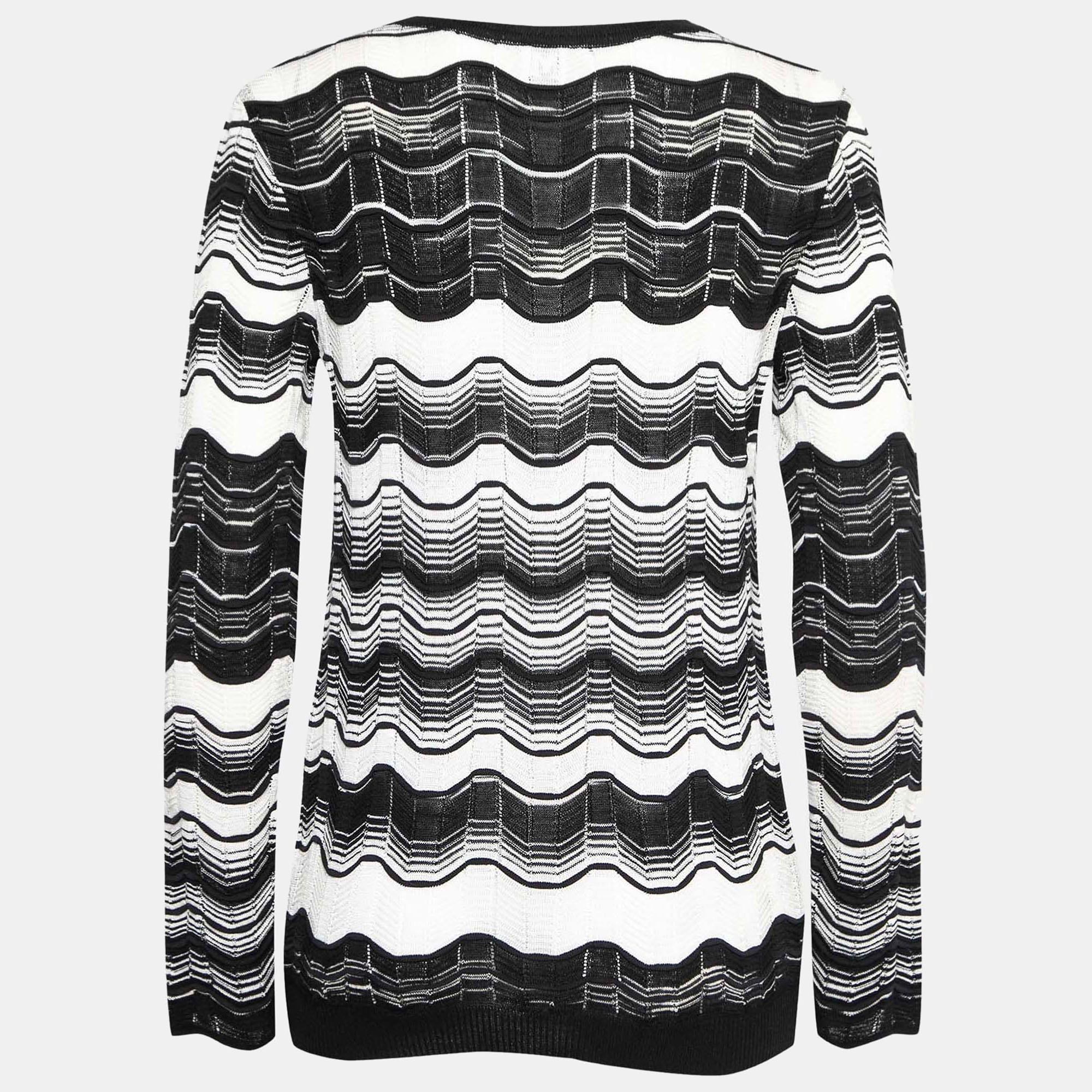 

Missoni Monochrome Patterned Knit Long Sleeve Top, Black