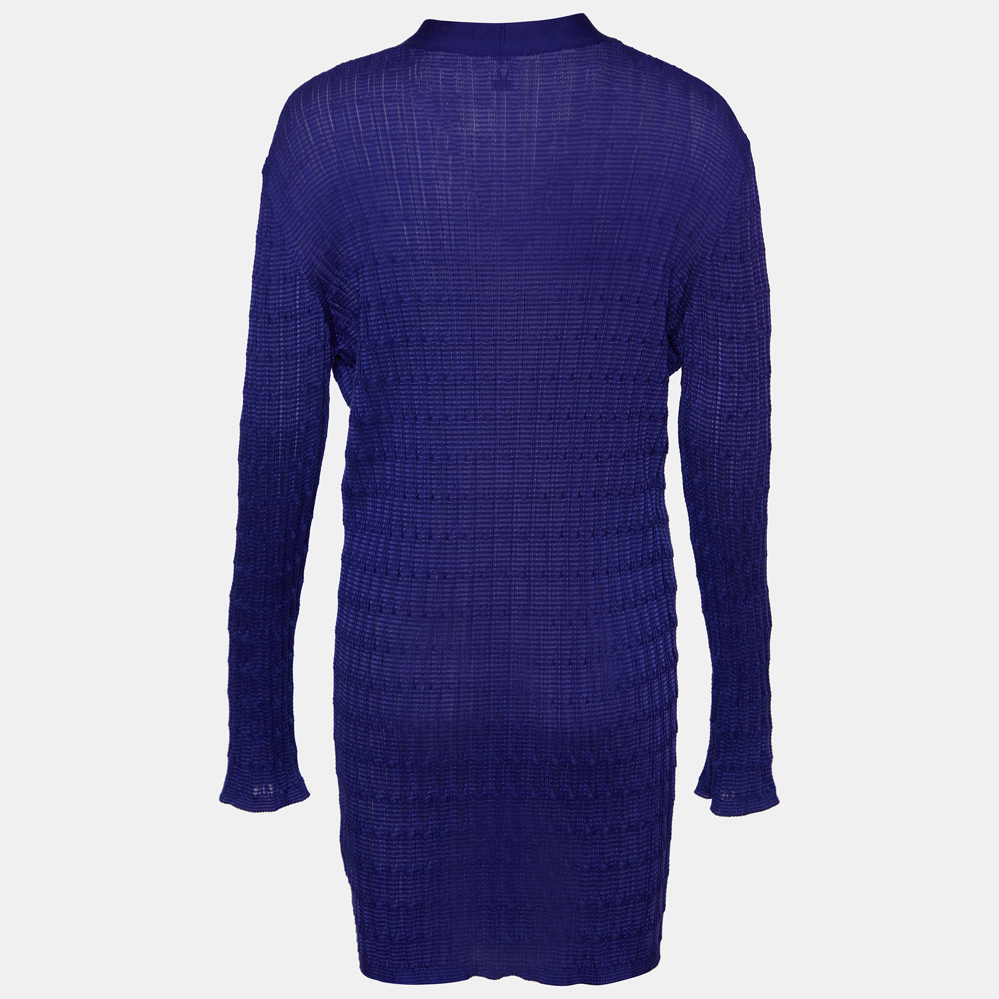 

M Missoni Purple Textured Knit Open Front Cardigan