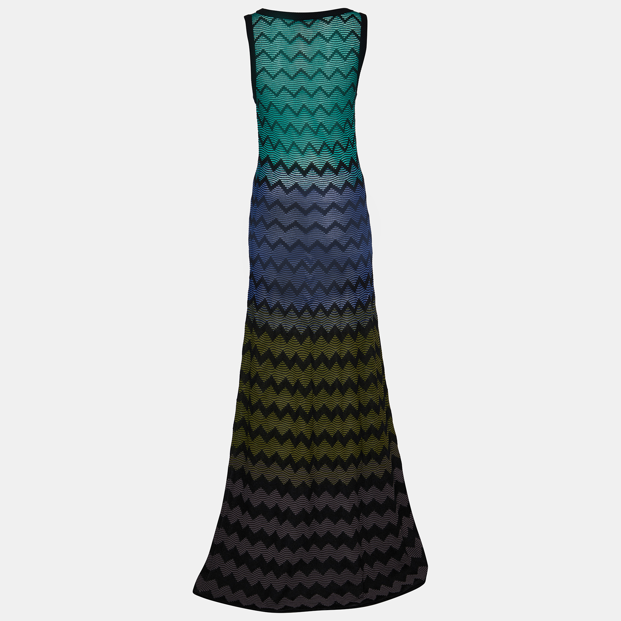 

M Missoni Black Zig Zag Knit Sleeveless Maxi Dress