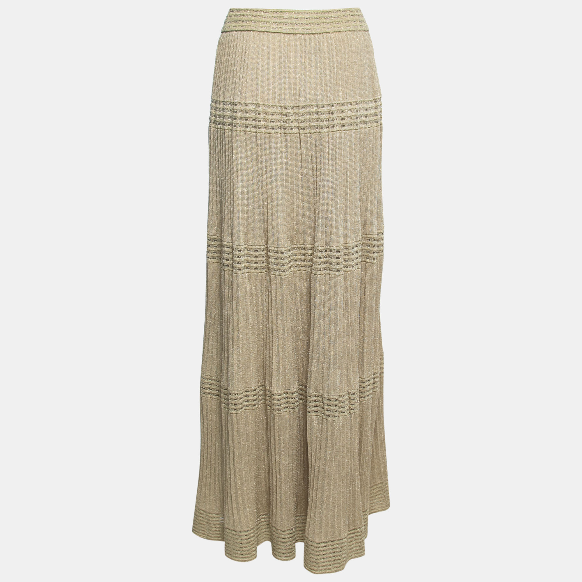 

Missoni Gold Lurex Knit Pleated Maxi Skirt