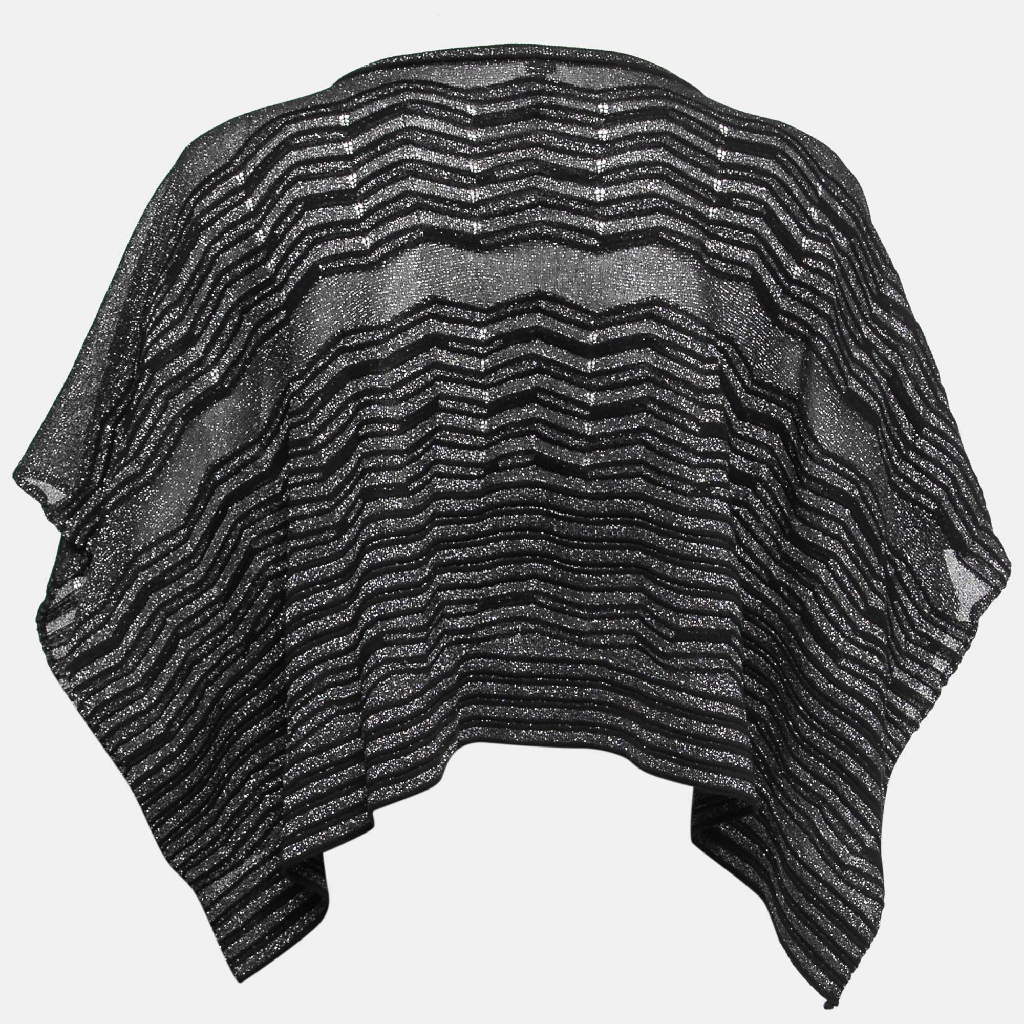 

M Missoni Black Patterned Lurex Knit Poncho Top