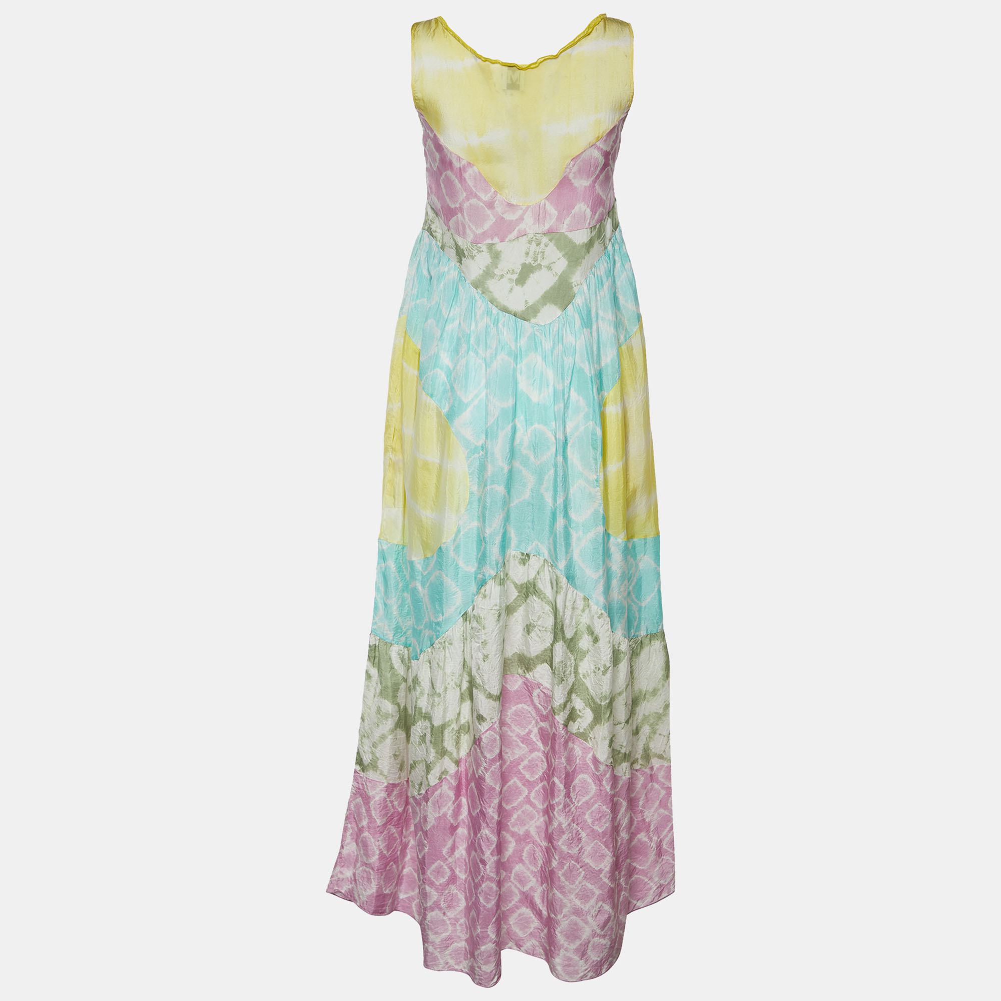 

M Missoni Multicolor Tie-Dye Printed Silk Sleeveless Maxi Dress