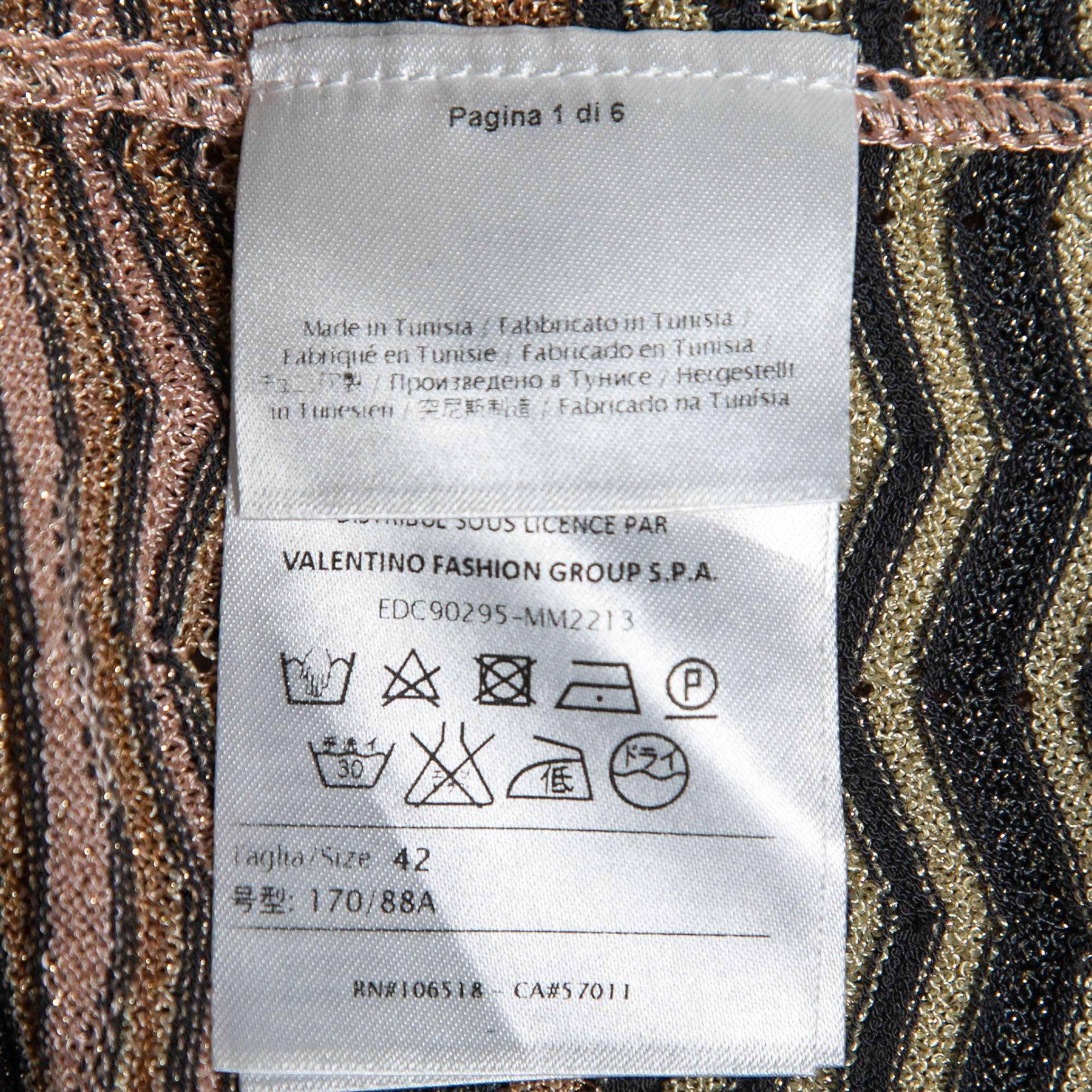 M Missoni Beige Chevron Patterned Lurex Knit Top M 
