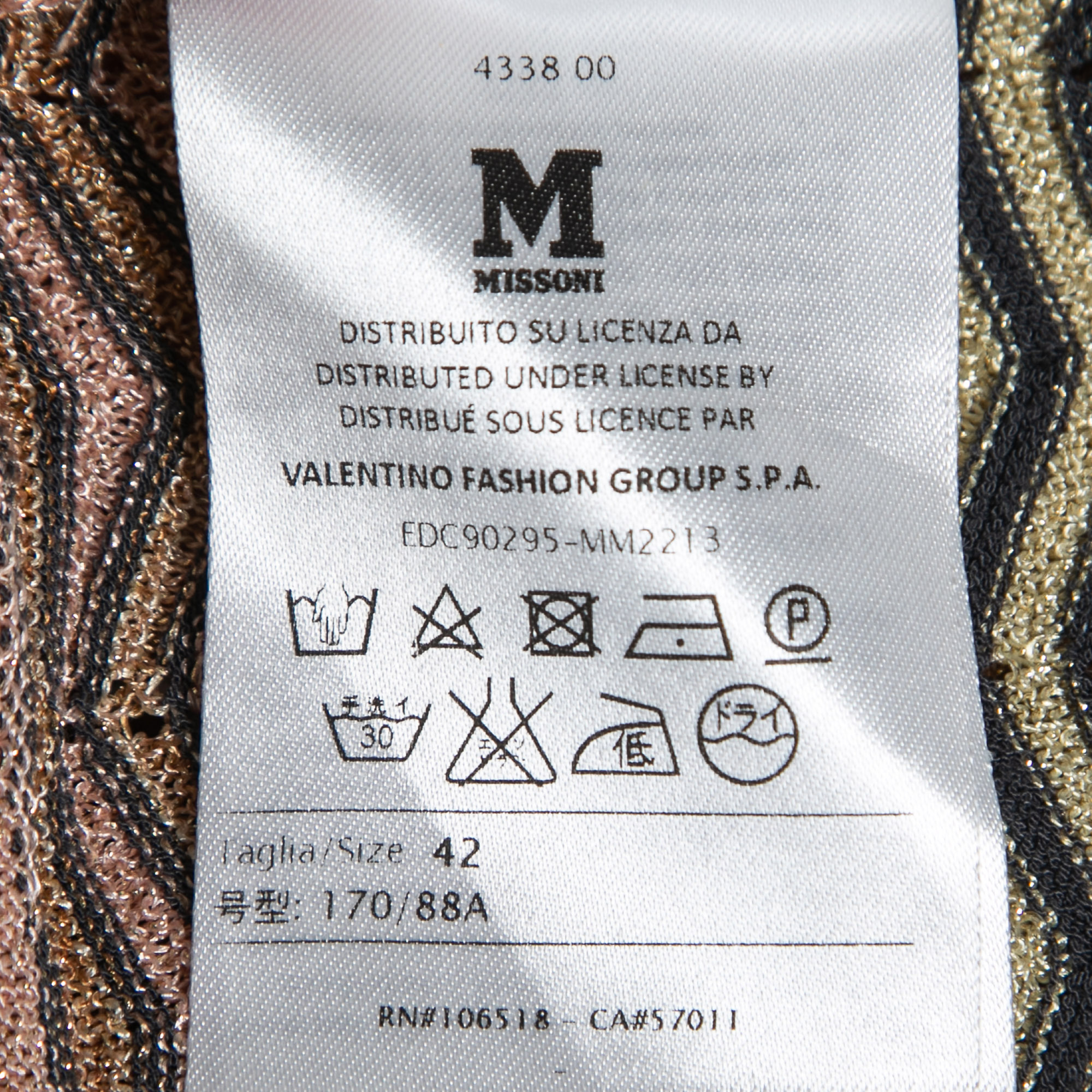 M Missoni Beige Chevron Patterned Lurex Knit Top M 