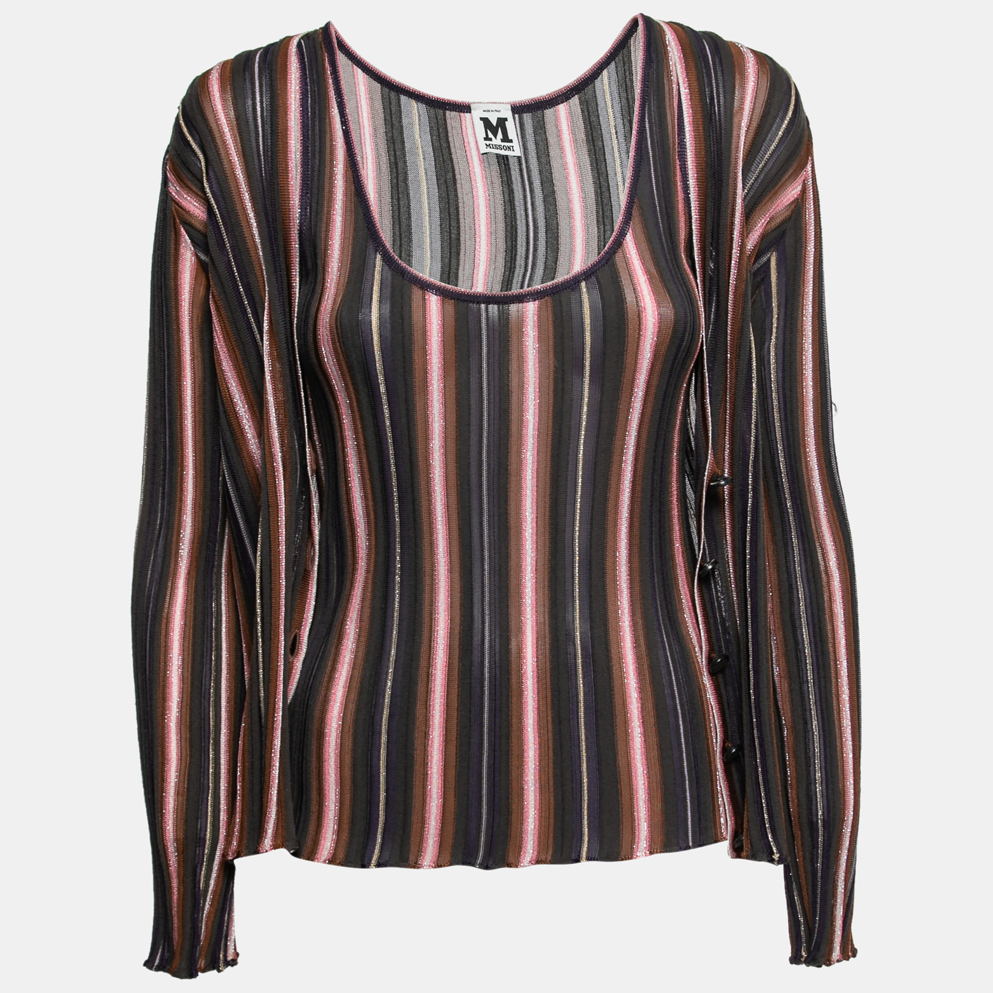 

M Missoni Multicolor Striped Patterned Knit Cardigan & Top Set