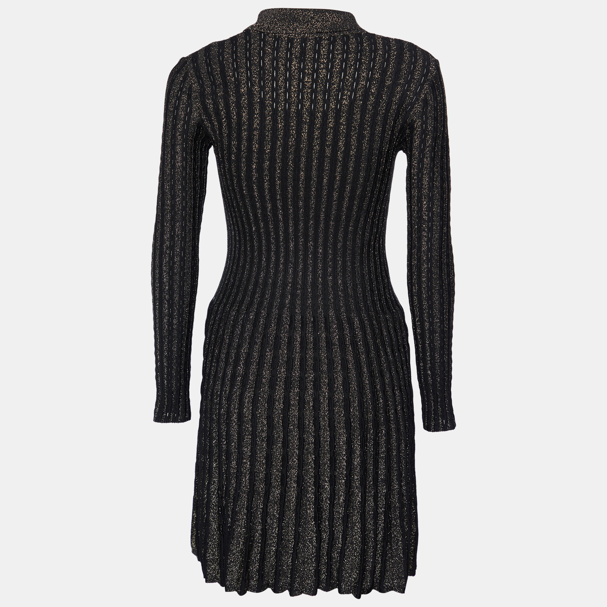 

M Missoni Black Lurex Knit Long Sleeve Midi Dress