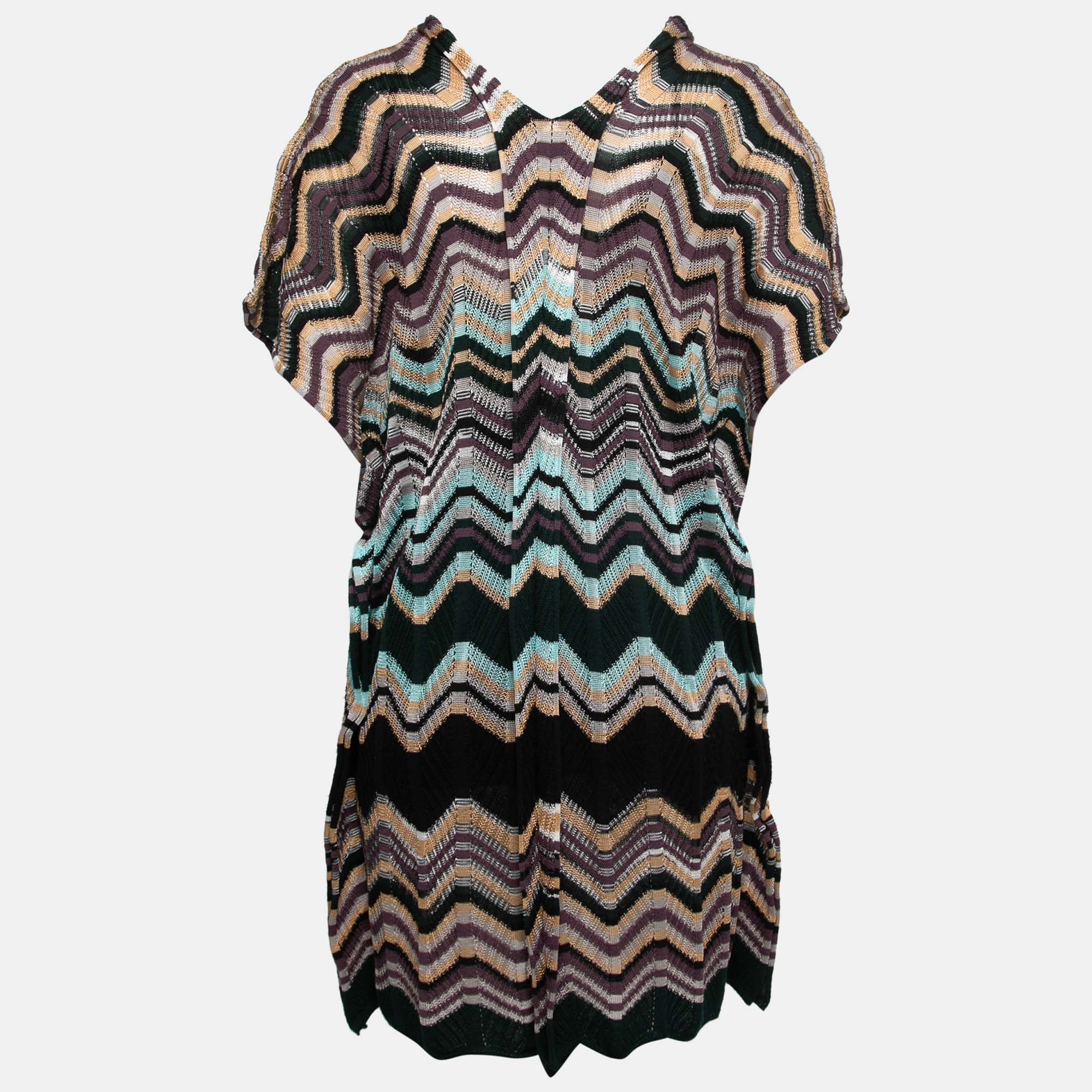 

M Missoni Multicolor Patterned Knit Tunic Mini Dress