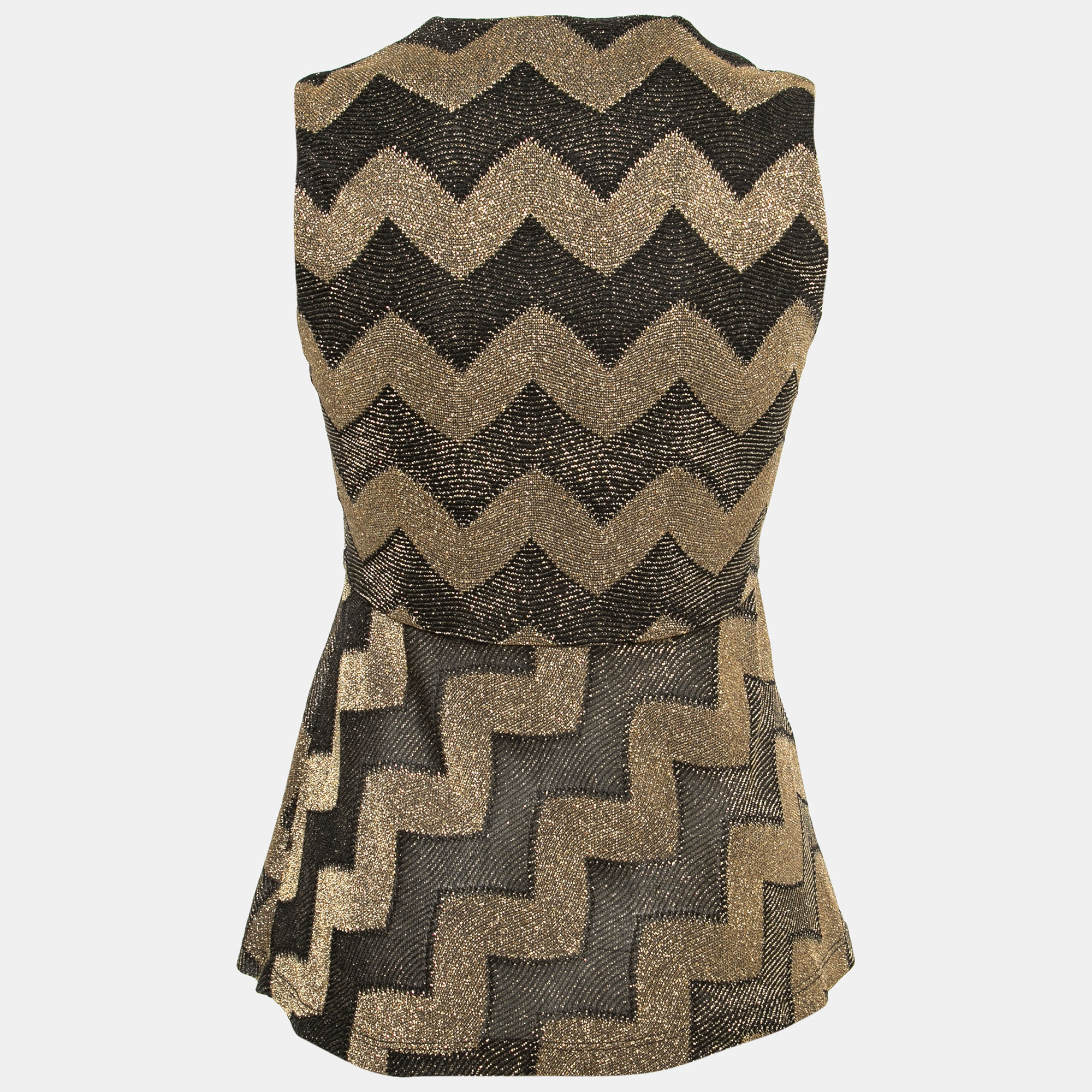 

M Missoni Collection Black & Gold Lurex Knit V-Neck Top