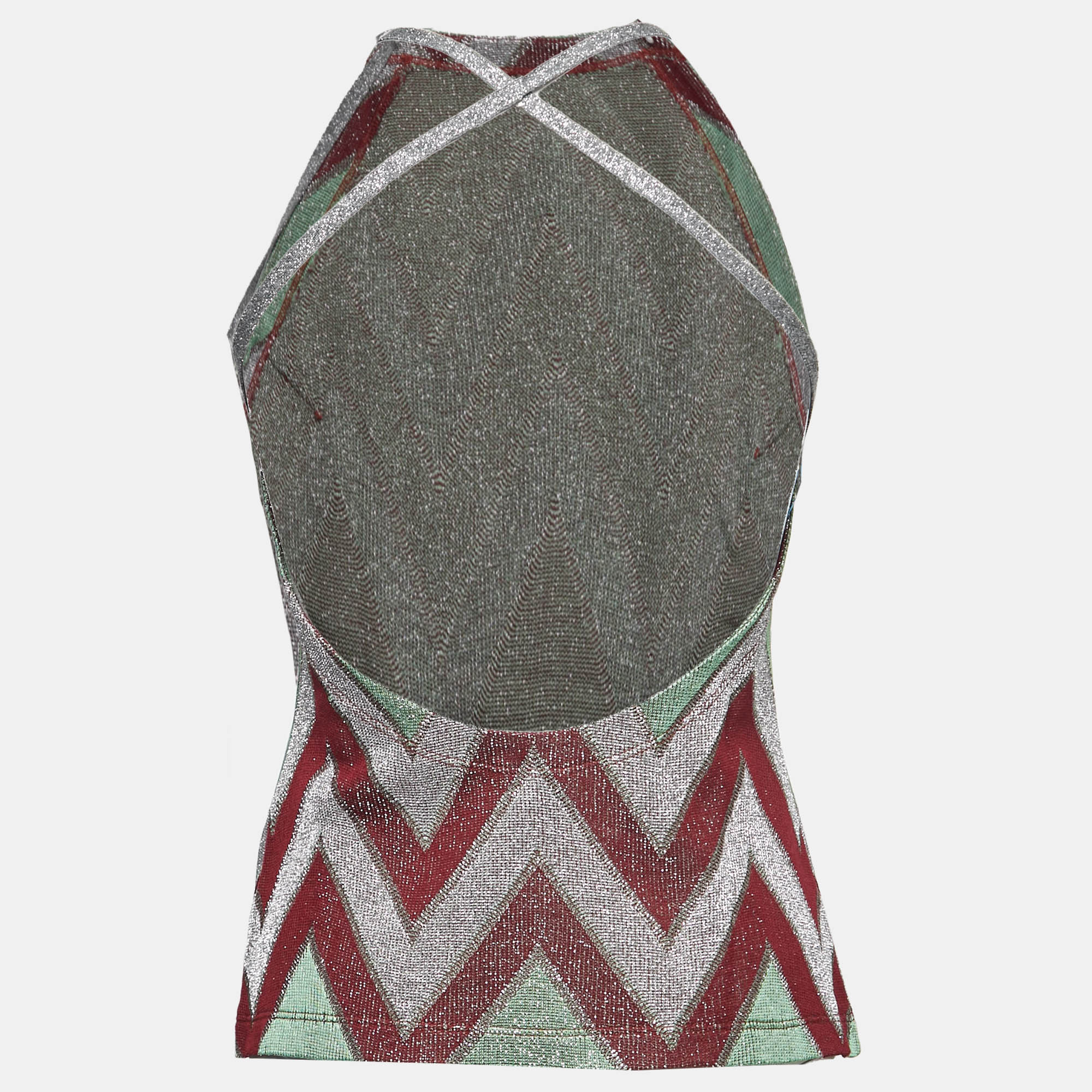 

Missoni Multicolor Lurex Chevron Knit Halter Top