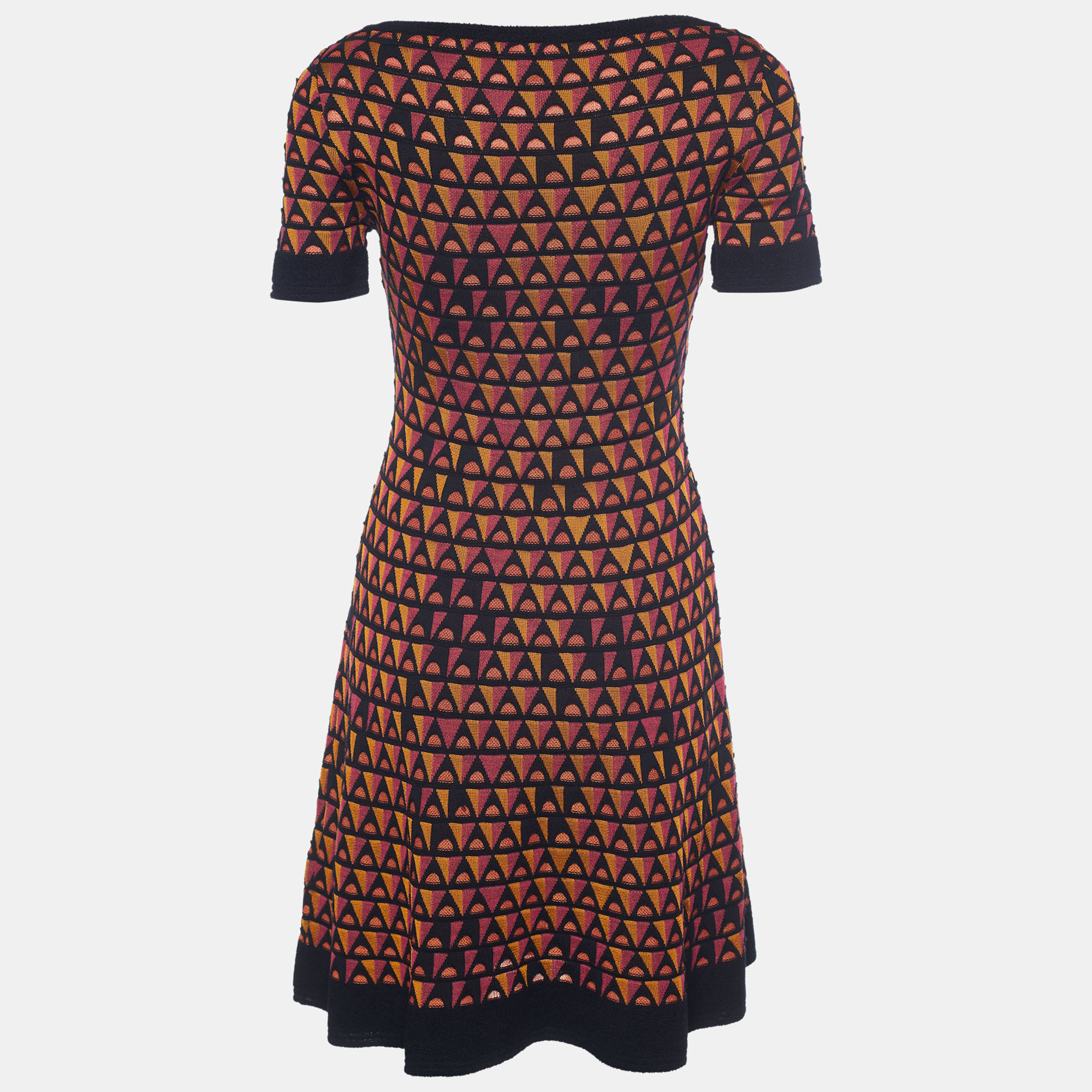 

M Missoni Multicolor Geometric Patterned Wool Knit Mini Dress