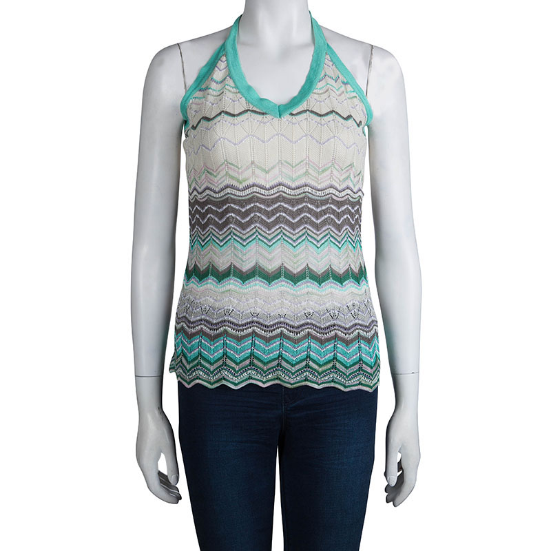 

Missoni Multicolor Chevron Knit Halter Top