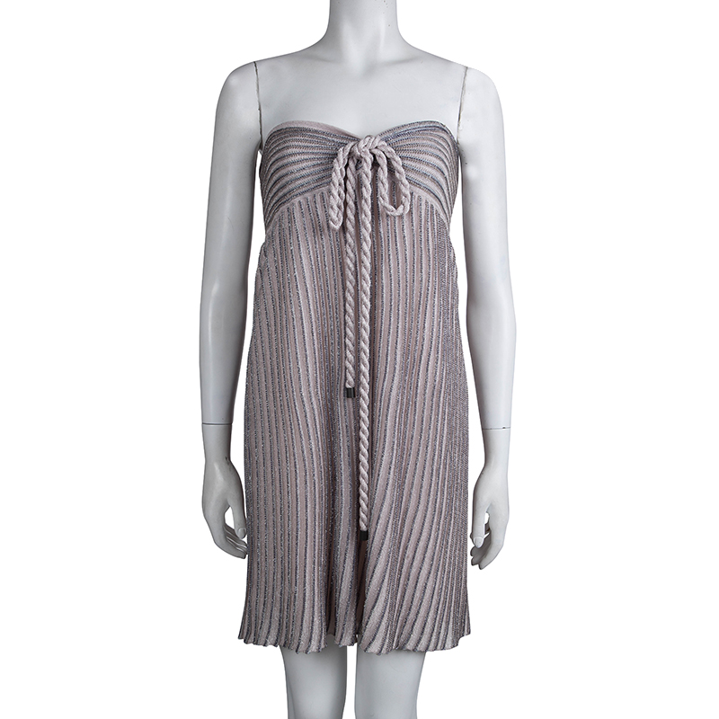 

M Missoni Metallic Pink Lurex Knit Halter Dress