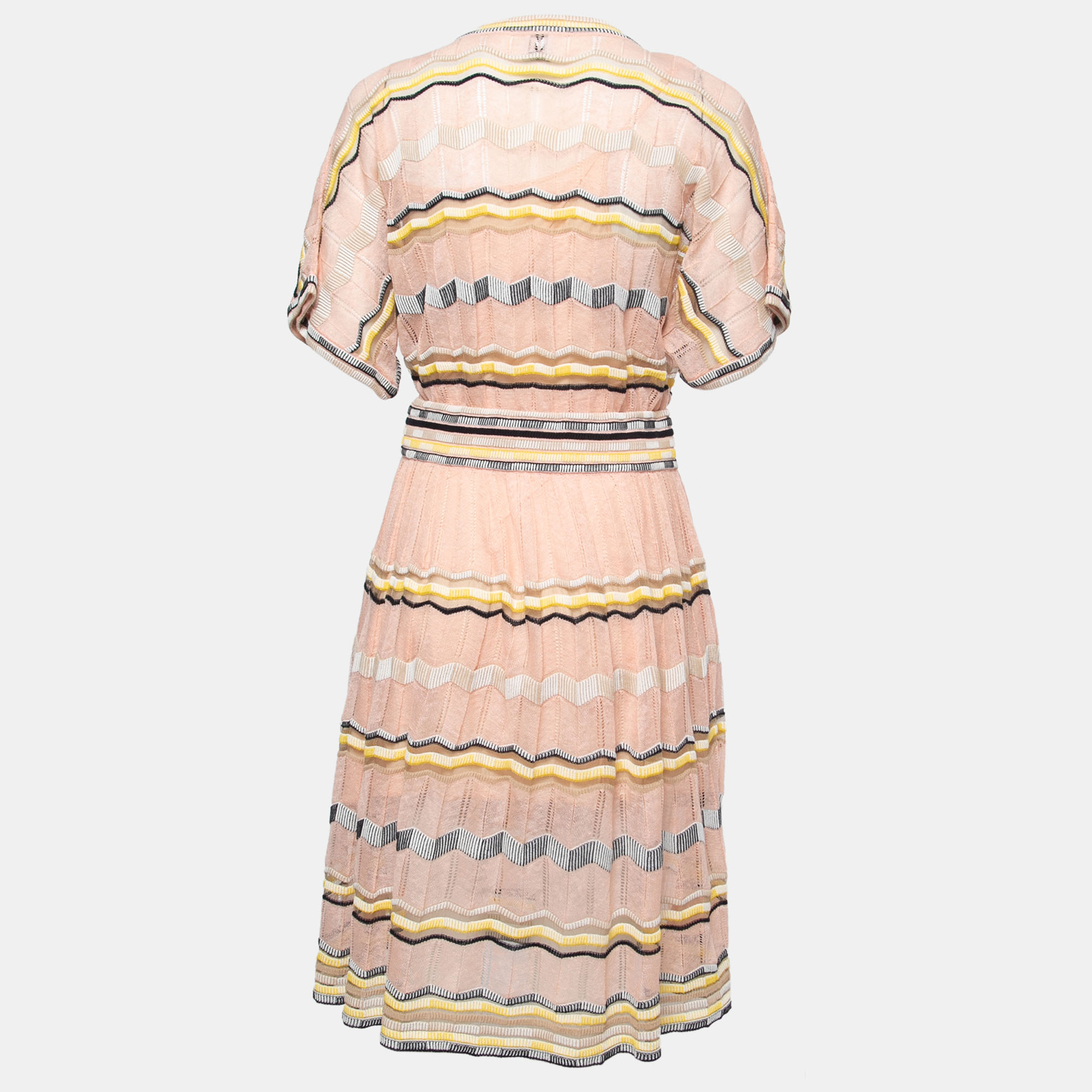 

Missoni Pink/Multicolor Patterned Crochet Knit V-Neck Short Dress