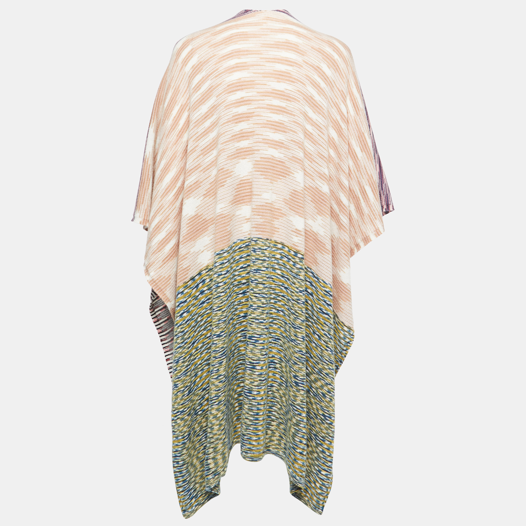 

M Missoni Multicolor Patterned Wool Knit Poncho