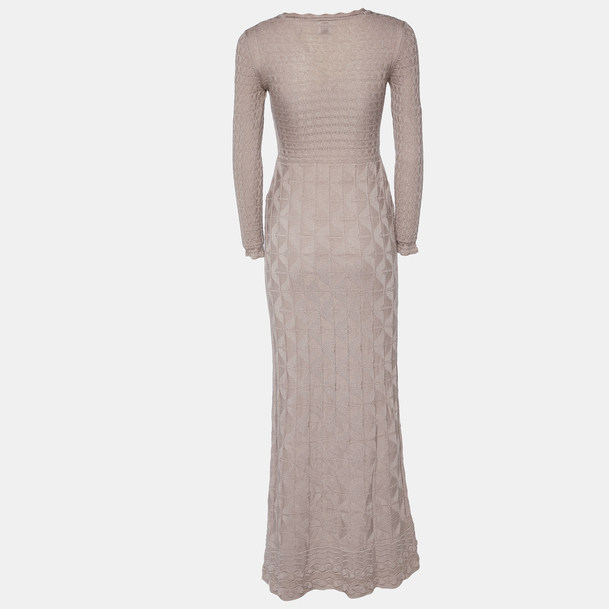 

M Missoni Beige Patterned Knit Maxi Dress
