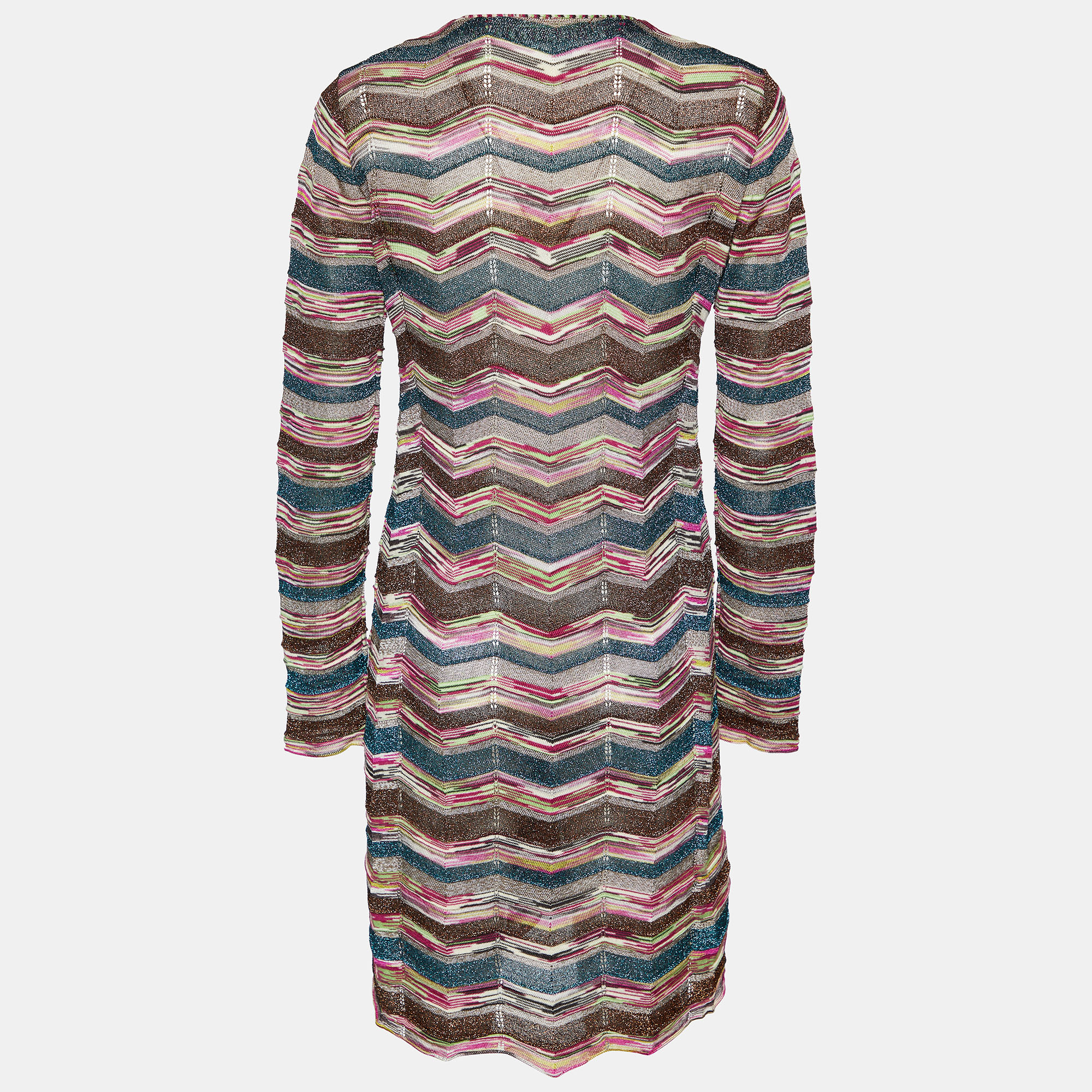 

Missoni Multicolor Zig Zag Pattern Lurex Knit Button Front Coat